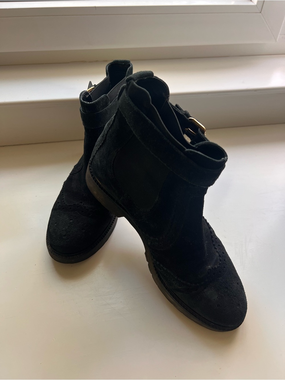 Women's Genuine Black Suede Ankle Boots